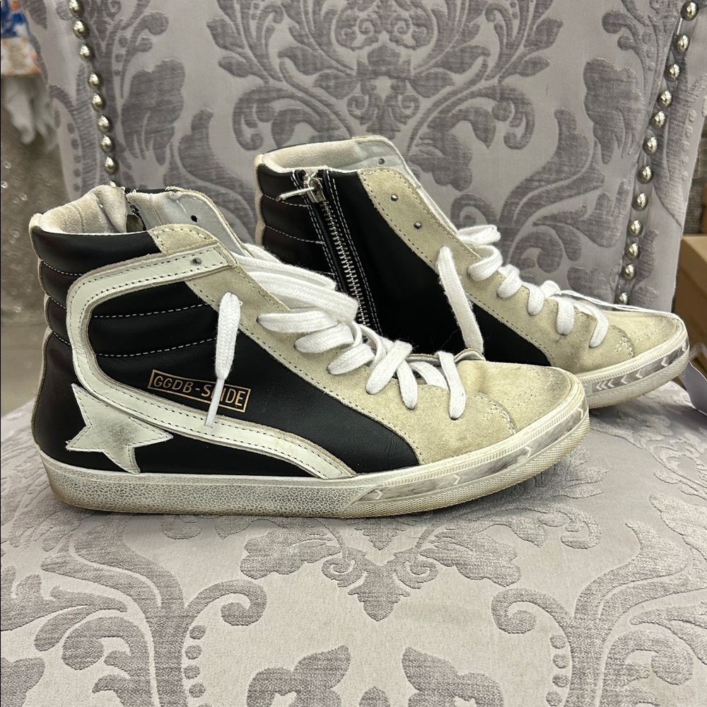 Golden Goose Black & Cream High-Top Sneakers